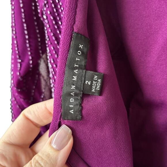 NWOT Aidan Mattox Magenta Beaded Keyhole Cutout Dress Size 2 - Picture 6 of 6